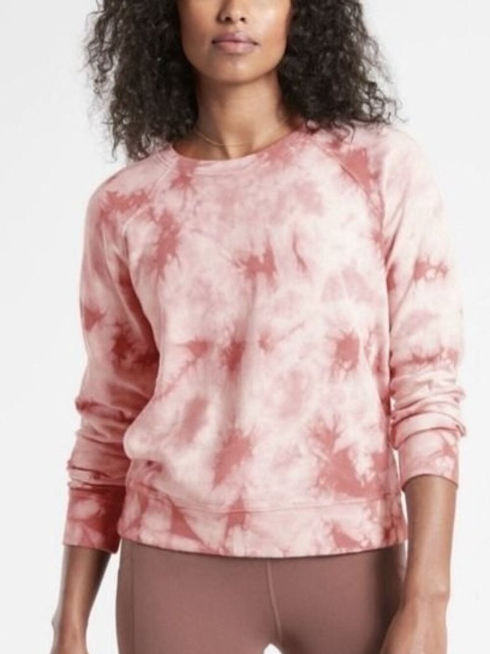 Athleta Tie Dye Crystal Dye Palermo Pink Crewneck Sweatshirt Active Women's L